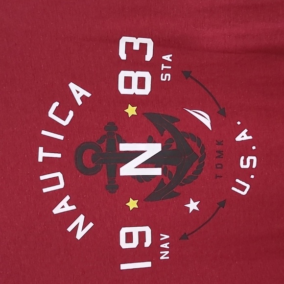 *NWT* NAUTICA Red Graphic Long-Sleeve Shirt, size Medium - Picture 2 of 6